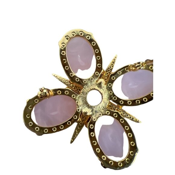 Pink Prong-set Glass Cabochon Stone Rhinestone Vintage Star Brooch Barbiecore Pi - Picture 11 of 11